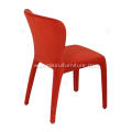 Italian minimalist red leather armrest dining chairs